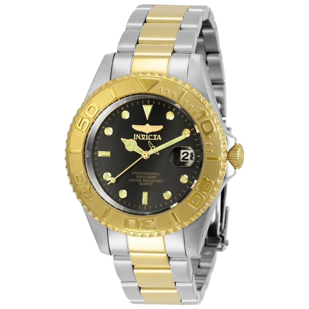 Invicta Pro Diver Men's Watch - 43mm, Steel, Gold with Black Dial!